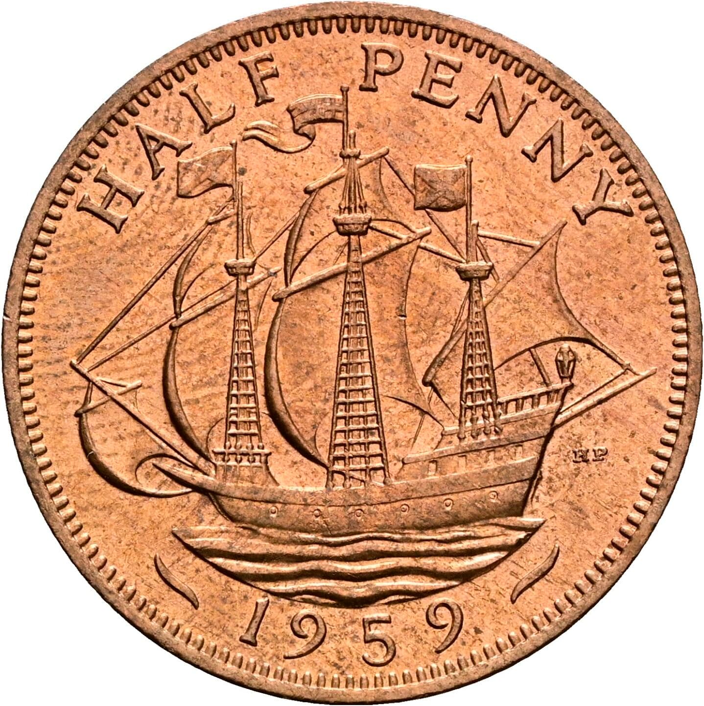 Half Penny Elisabeth II. 1952-2022 1959 – Rückseite