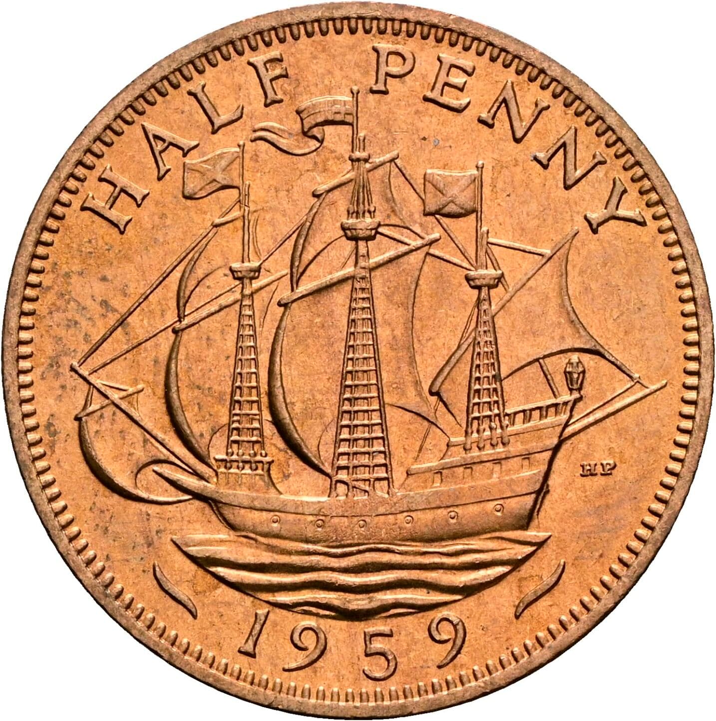 Half Penny Elisabeth II. 1952-2022 1959 – Rückseite