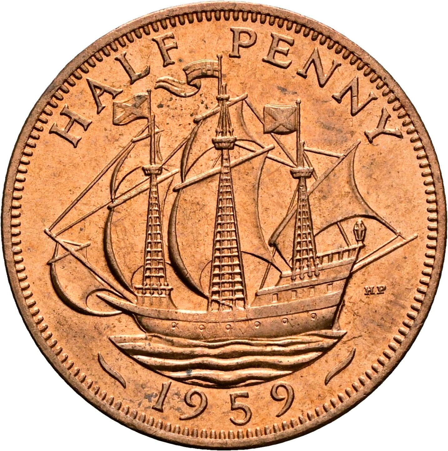Half Penny Elisabeth II. 1952-2022 1959 – Rückseite