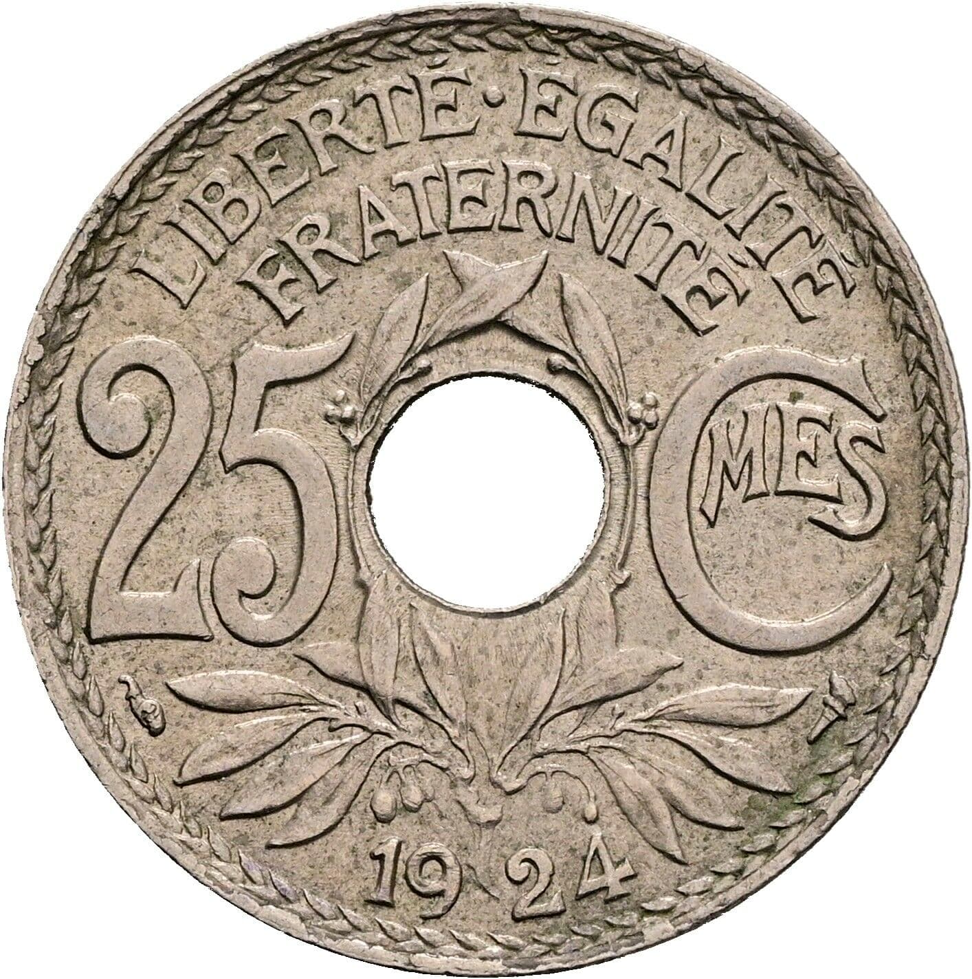 25 Centimes 1924 – Vorderseite