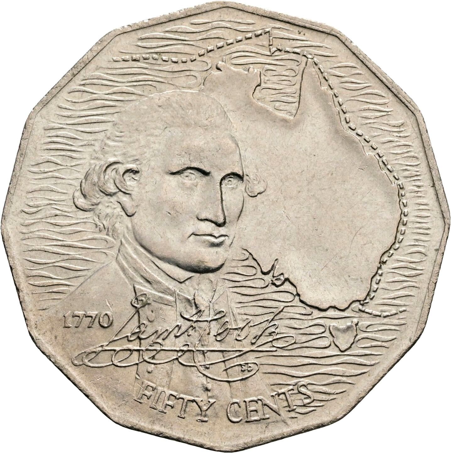 50 Cents Elisabeth II. 1952-2022 1970 – Vorderseite