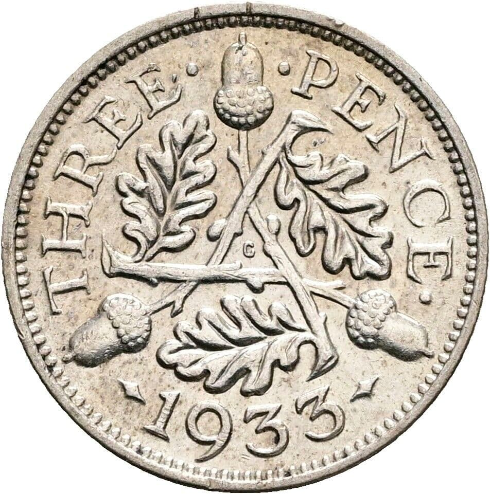 3 Pence Georg V. (1910-1936) 1933 – Rückseite