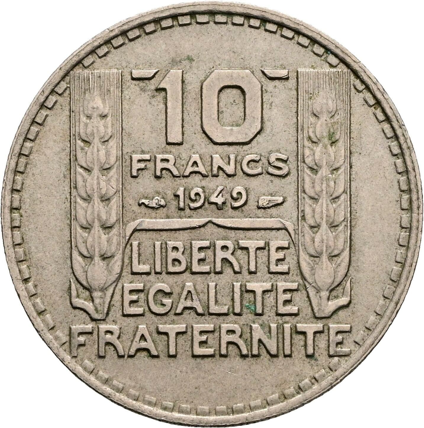 10 Francs 1949 – Rückseite