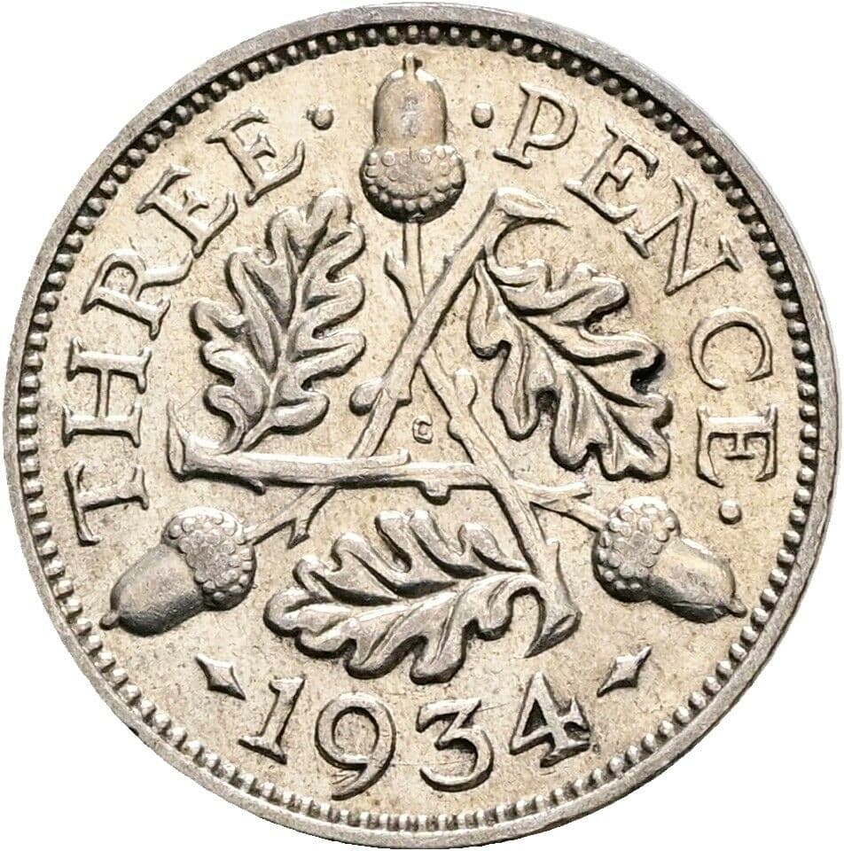 3 Pence Georg V. (1910-1936) 1934 – Rückseite