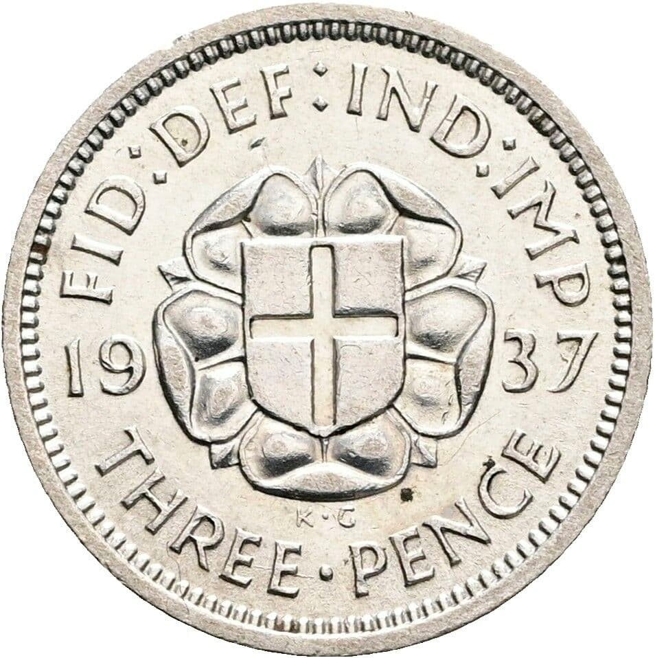 3 Pence Georg VI. (1936-1952) 1937 – Rückseite
