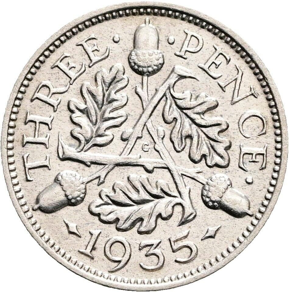 3 Pence Georg V. (1910-1936) 1935 – Rückseite