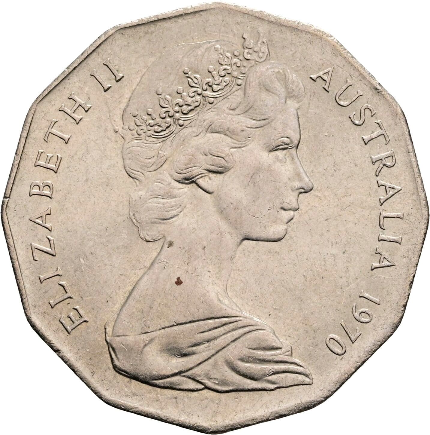 50 Cents Elisabeth II. 1952-2022 1970 – Rückseite