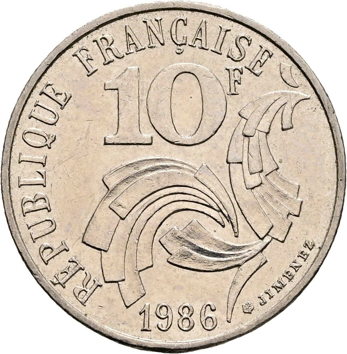 10 Francs 1986 – Rückseite