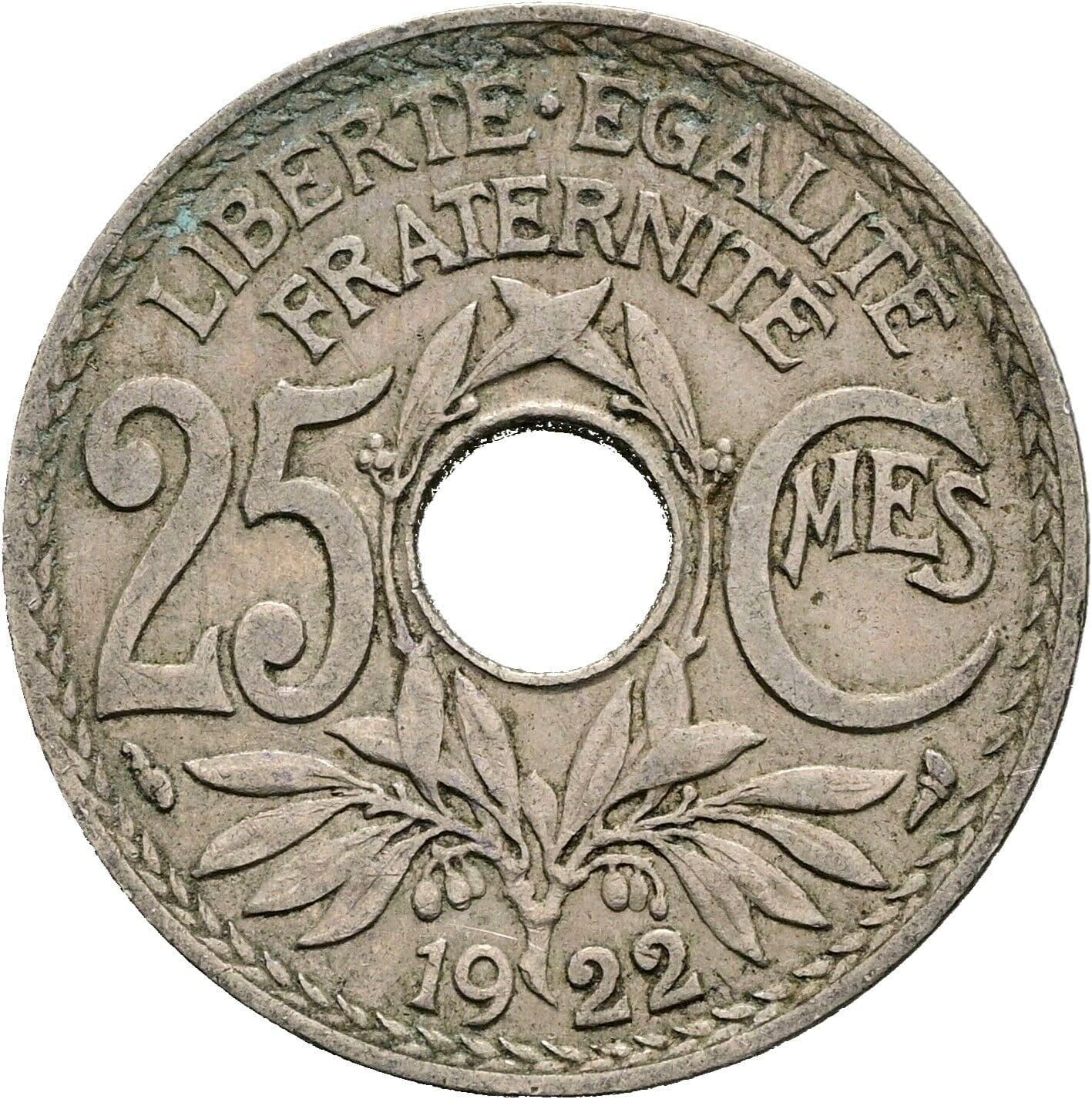 25 Centimes 1922 – Vorderseite