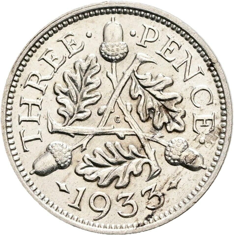 3 Pence Georg V. (1910-1936) 1933 – Rückseite