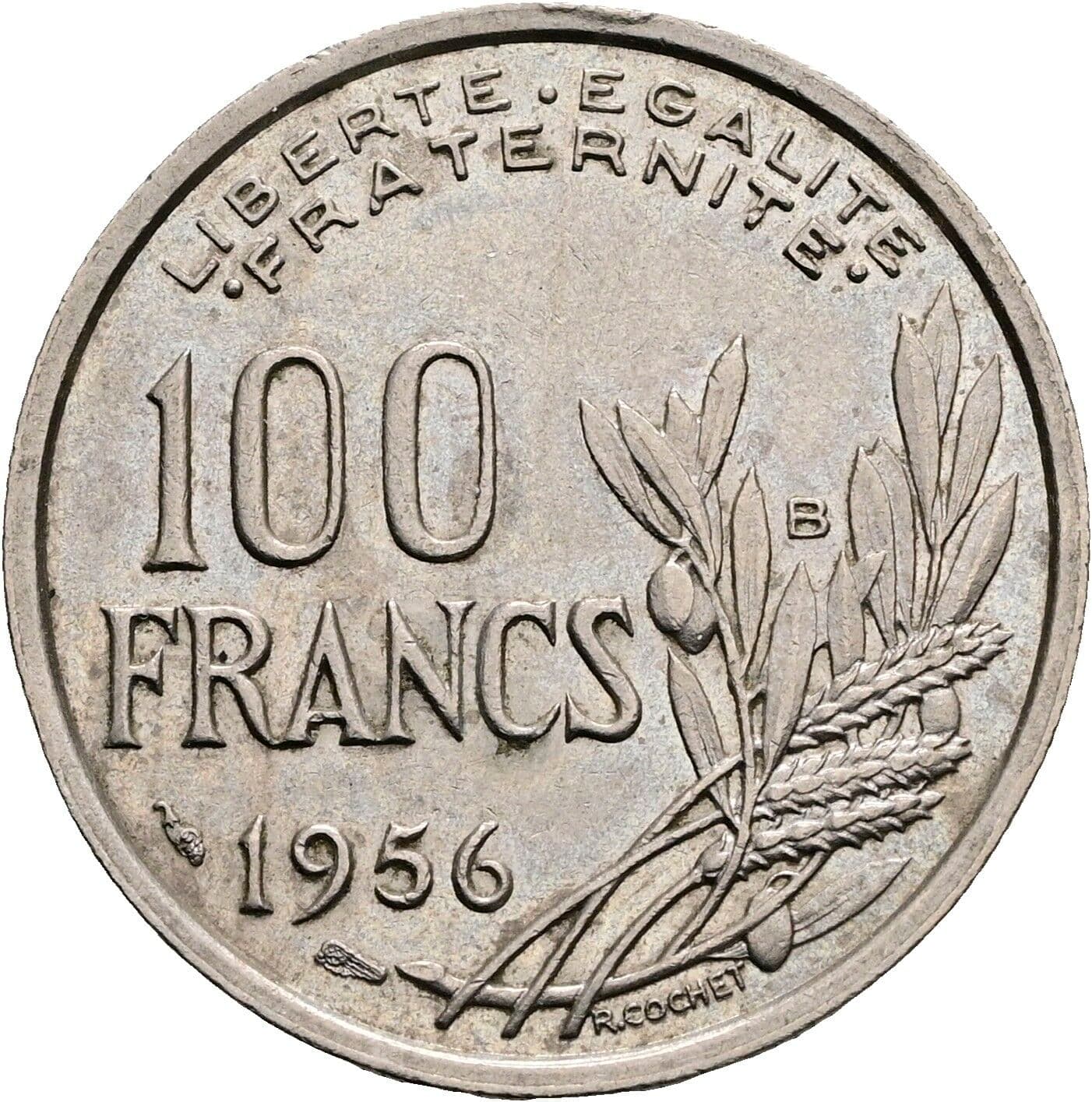 100 Francs 1956 B – Vorderseite