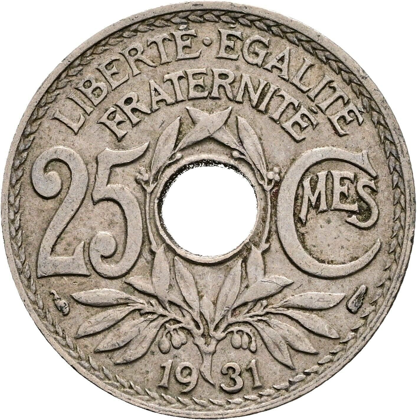 25 Centimes 1931 – Vorderseite