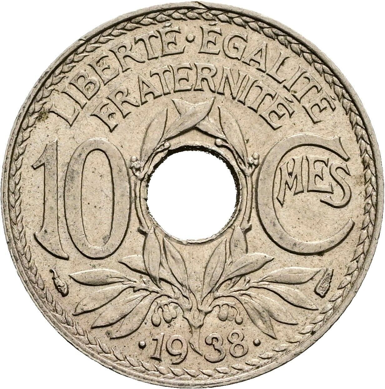 10 Centimes 1938 – Vorderseite