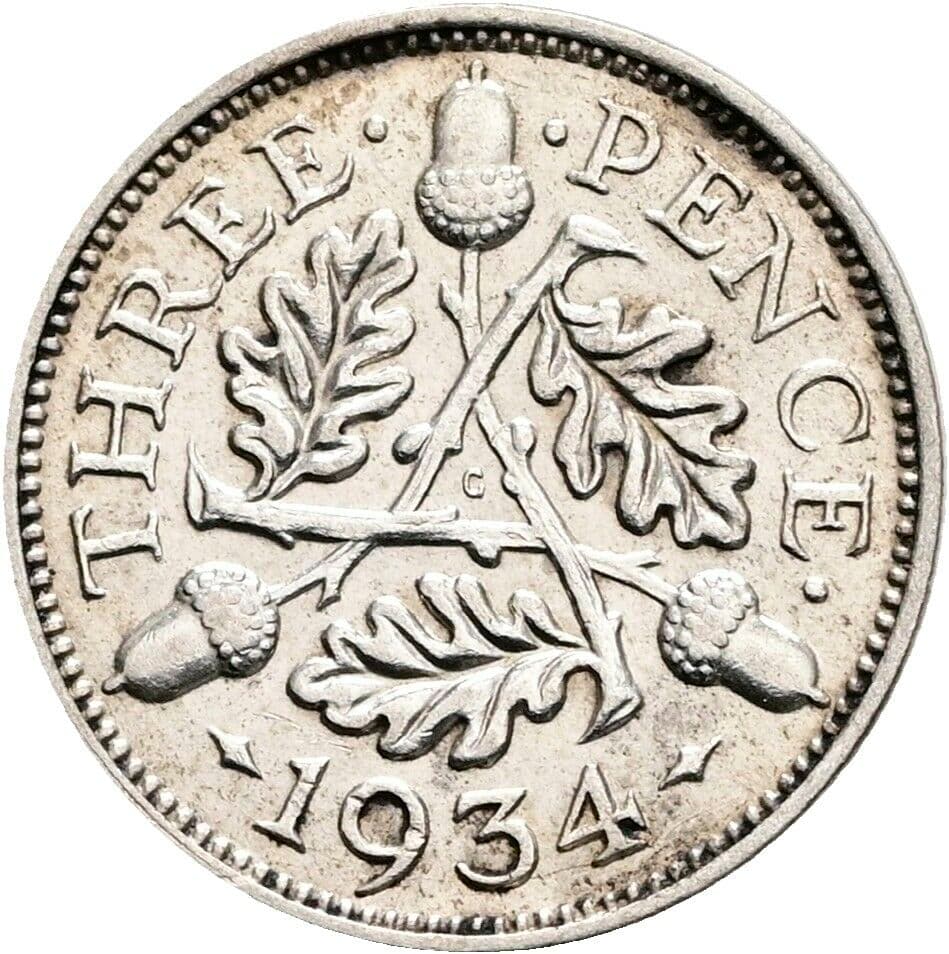 3 Pence 1934 – Rückseite