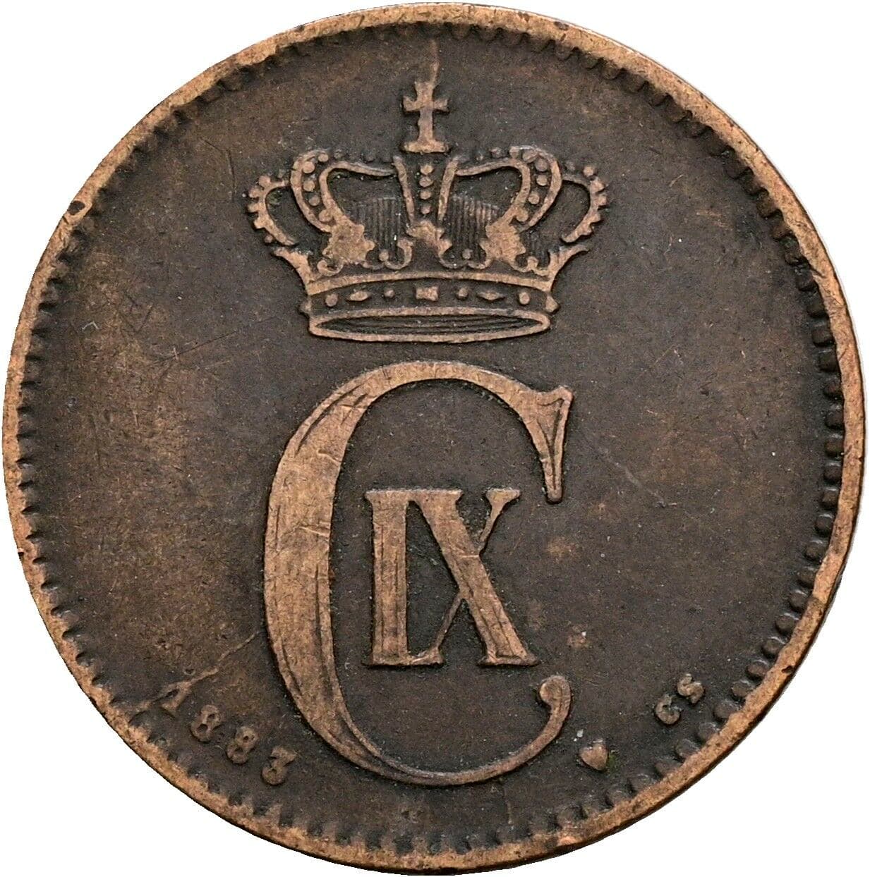 2 Ore Christian IX (1863-1906) 1883 – Rückseite