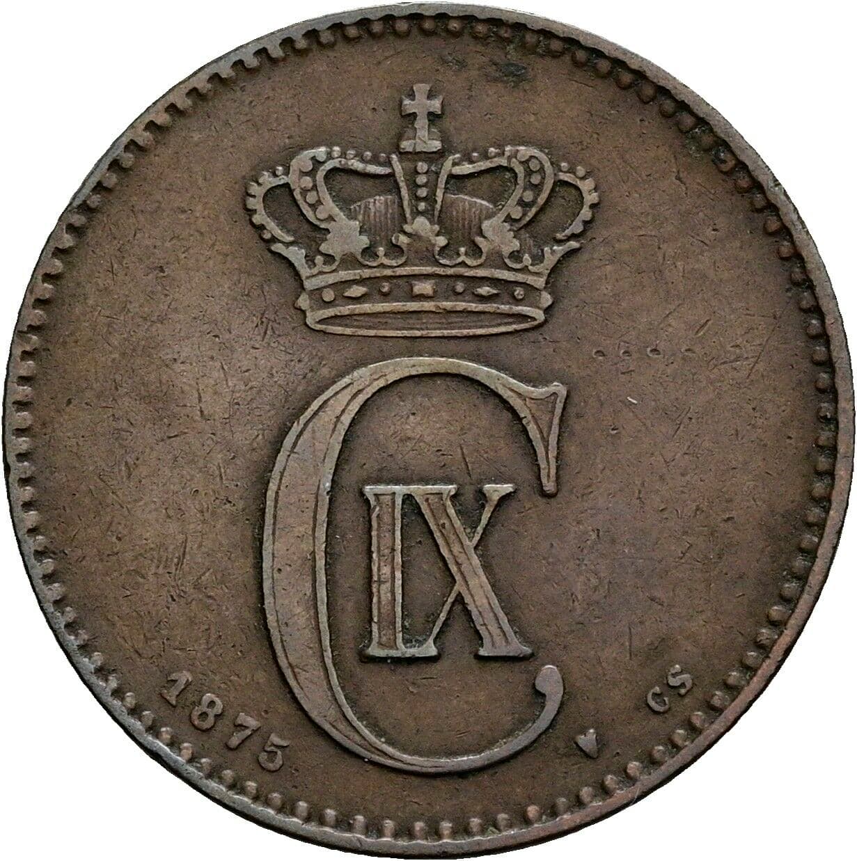 2 Ore Christian IX (1863-1906) 1875 – Rückseite