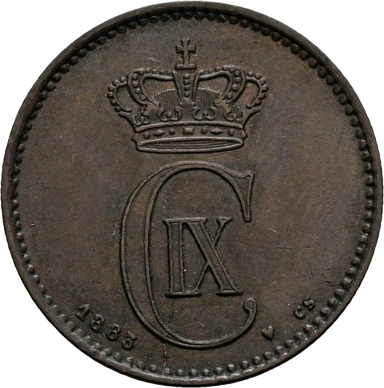 2 Ore Christian IX (1863-1906) 1883 – Rückseite