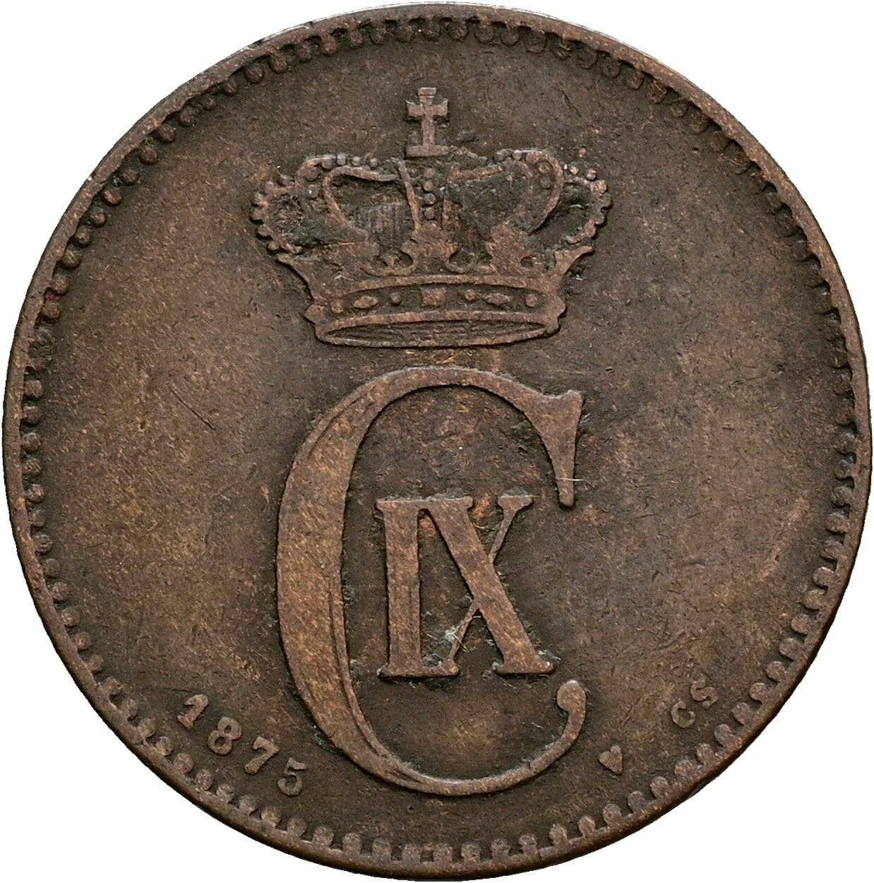 2 Ore Christian IX (1863-1906) 1875 – Rückseite