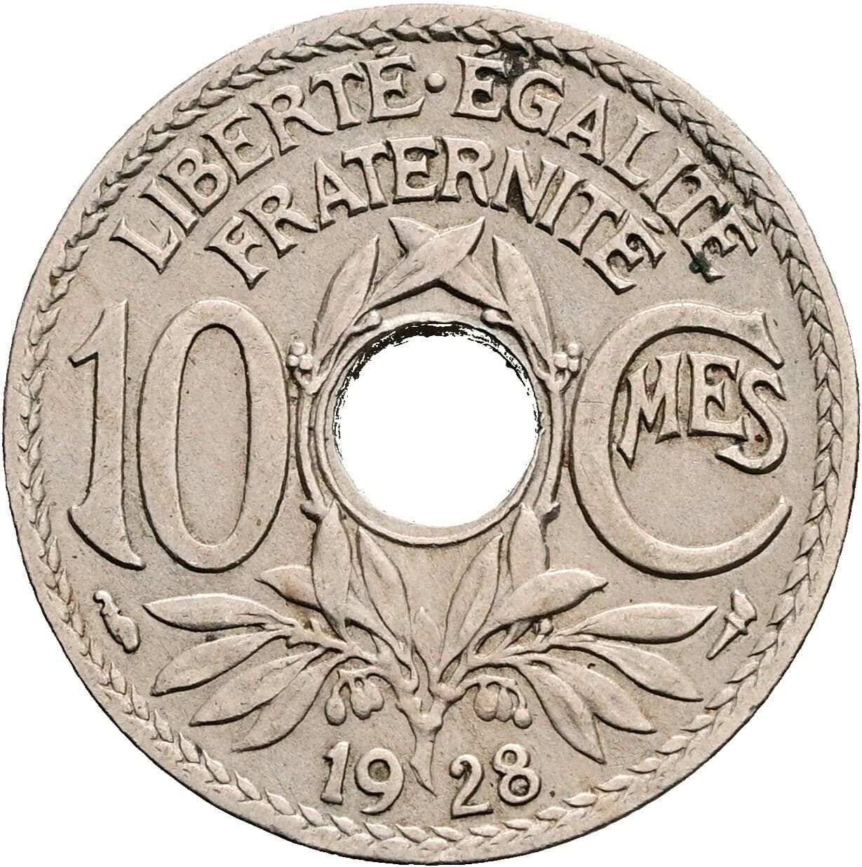 10 Centimes 1928 – Vorderseite