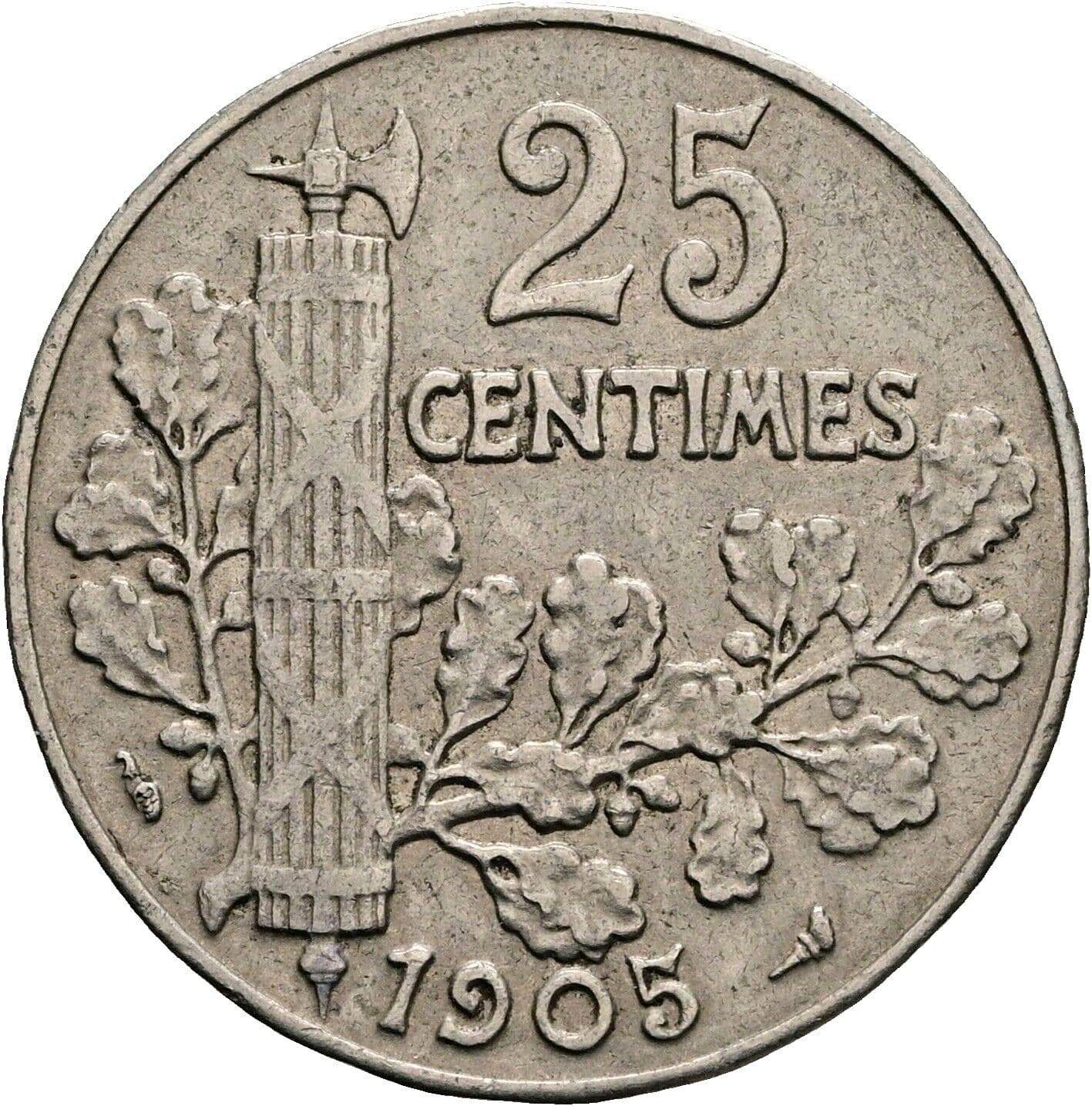 25 Centimes 1905 – Rückseite