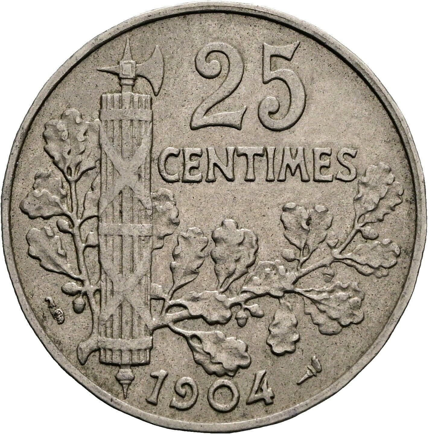 25 Centimes 1904 – Vorderseite