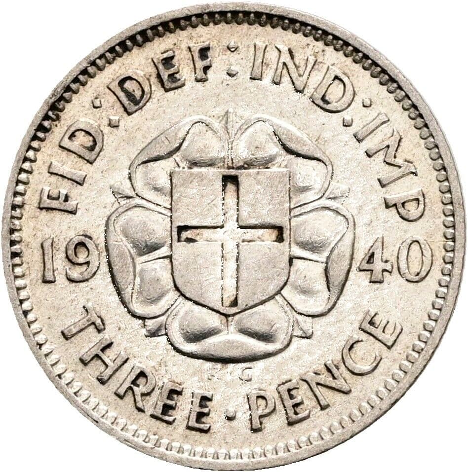 3 Pence Georg VI. (1936-1952) 1940 – Rückseite