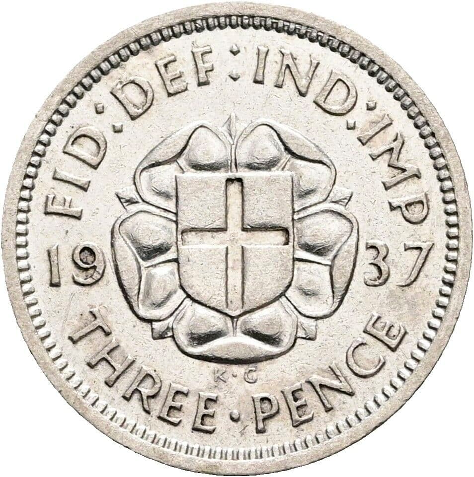 3 Pence Georg VI. (1936-1952) 1937 – Rückseite