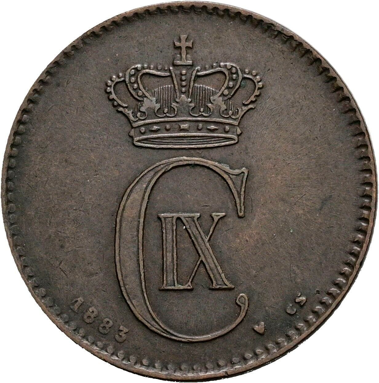 2 Ore Christian IX (1863-1906) 1883 – Rückseite