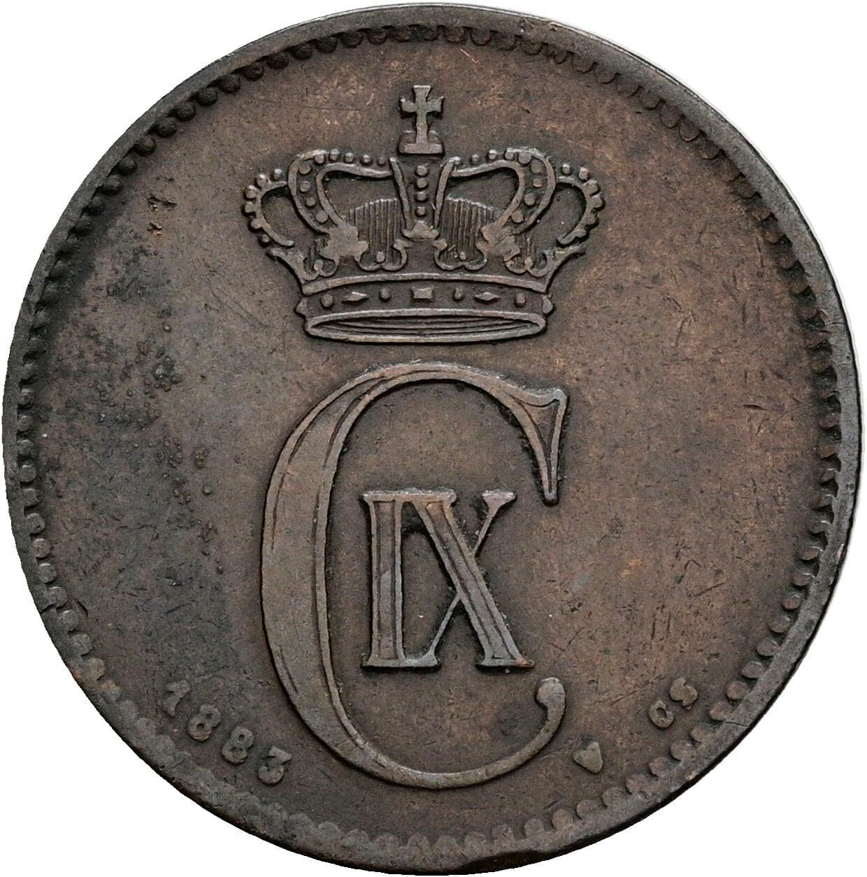 2 Ore Christian IX (1863-1906) 1883 – Rückseite