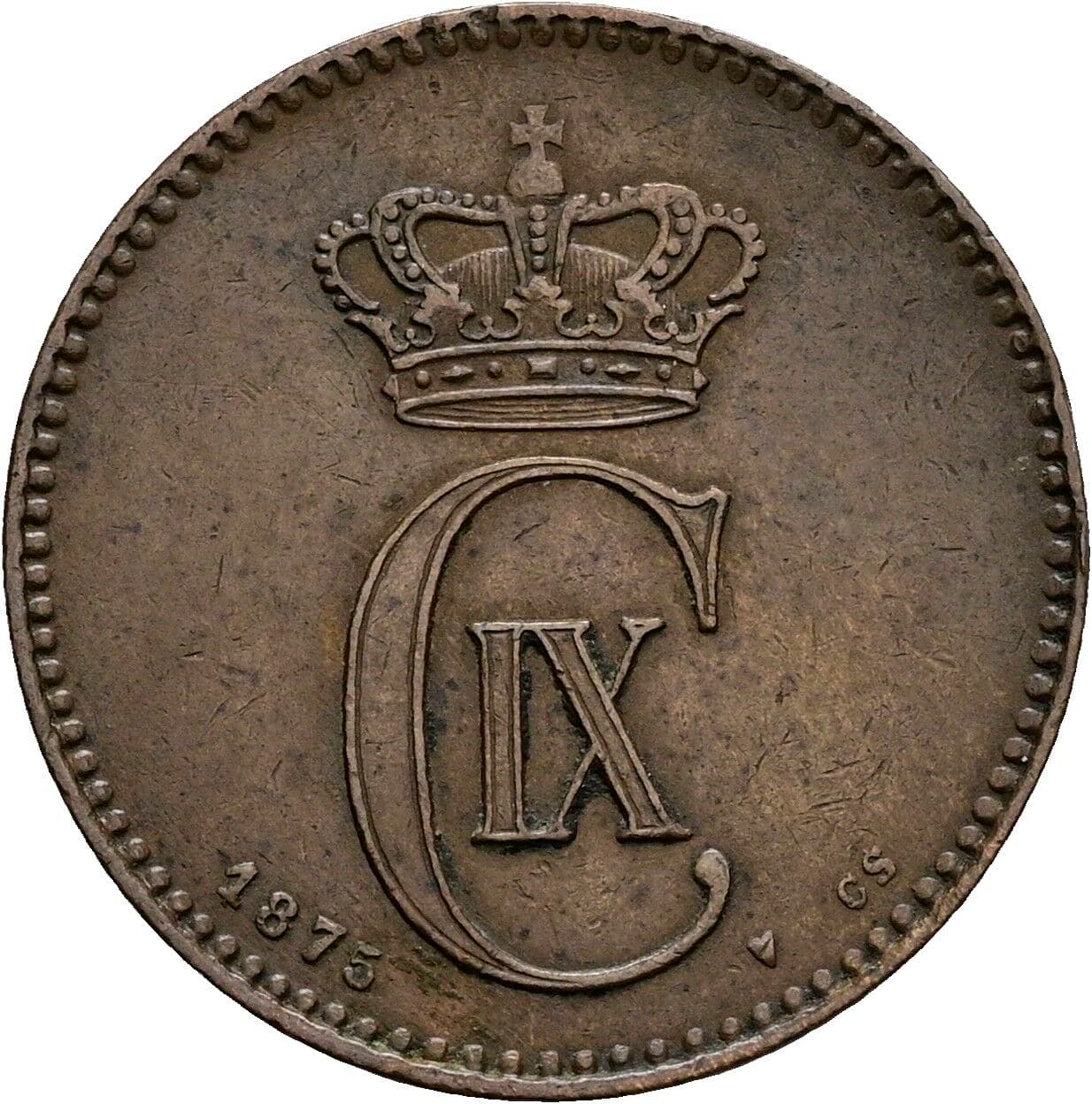 2 Ore Christian IX (1863-1906) 1875 – Rückseite