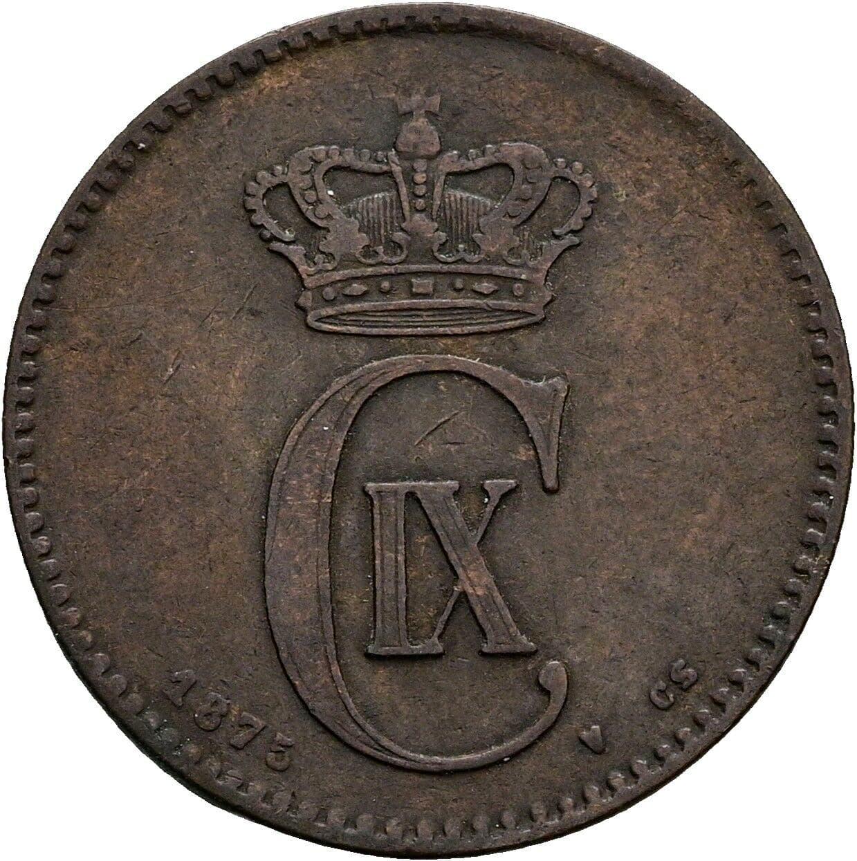 2 Ore Christian IX (1863-1906) 1875 – Rückseite