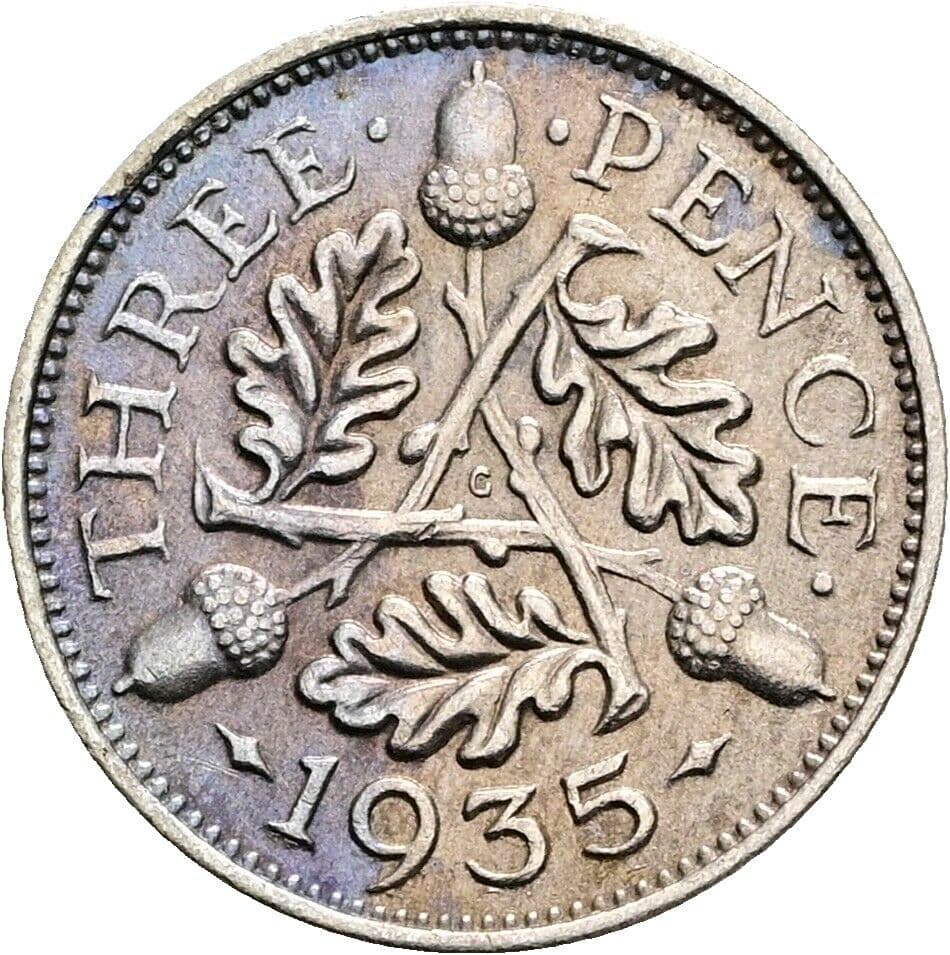 3 Pence Georg V. (1910-1936) 1935 – Rückseite