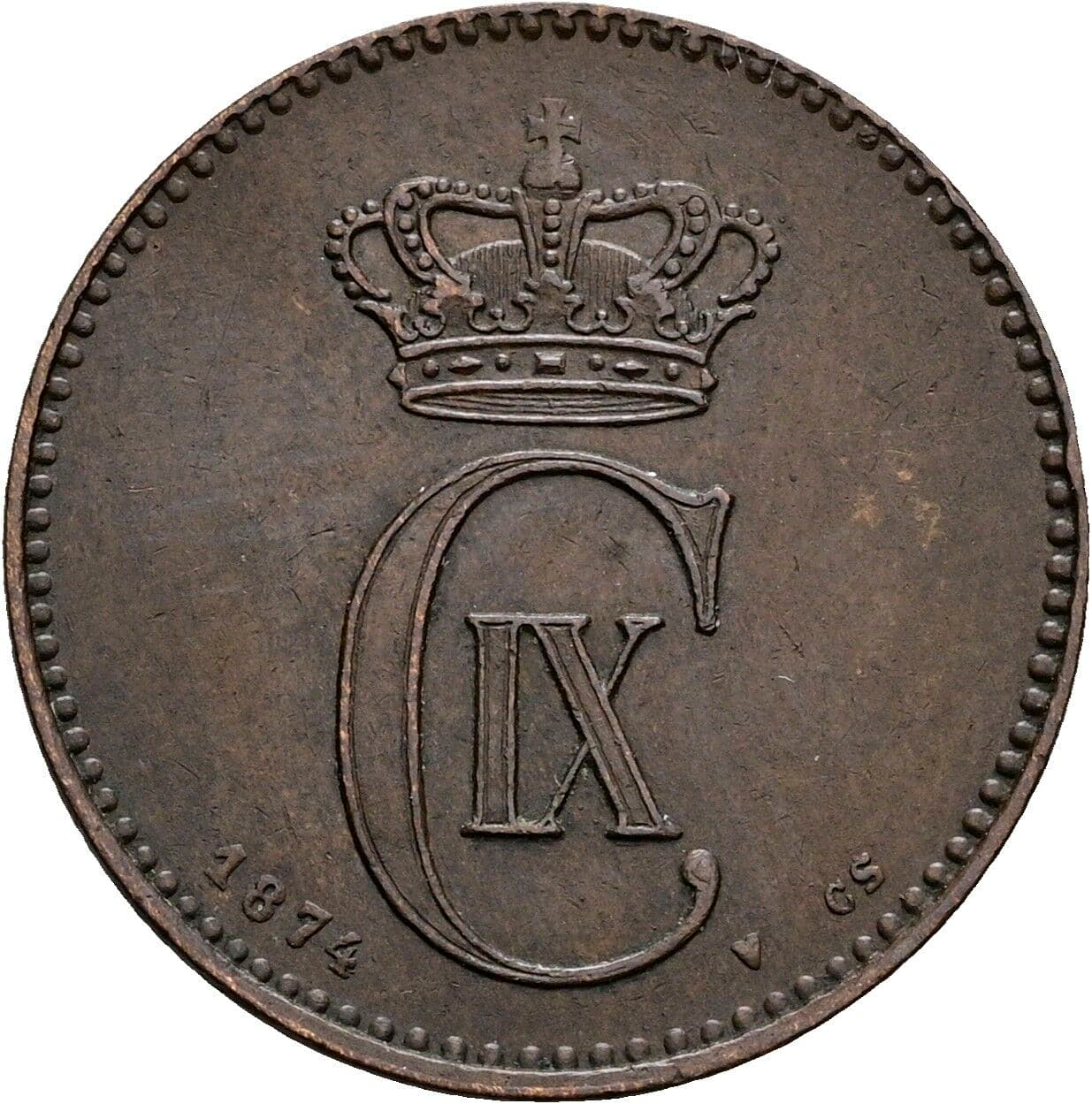 2 Öre Christian IX. 1863-1906 1874 – Rückseite