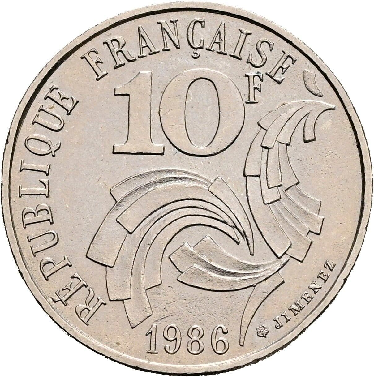 10 Francs 1986 – Rückseite