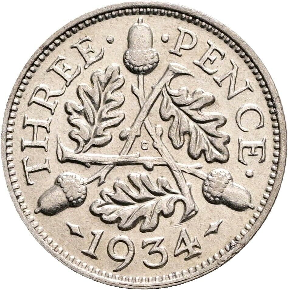 3 Pence Georg V. (1910-1936) 1934 – Rückseite