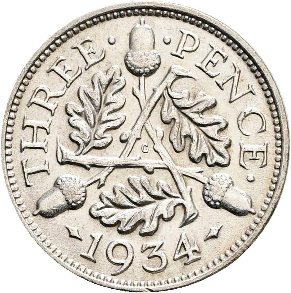 3 Pence Georg V. (1910-1936) 1934 – Rückseite