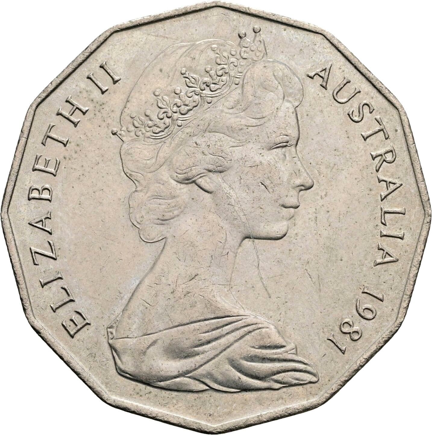 50 Cents Elisabeth II. 1952-2022 1981 – Rückseite