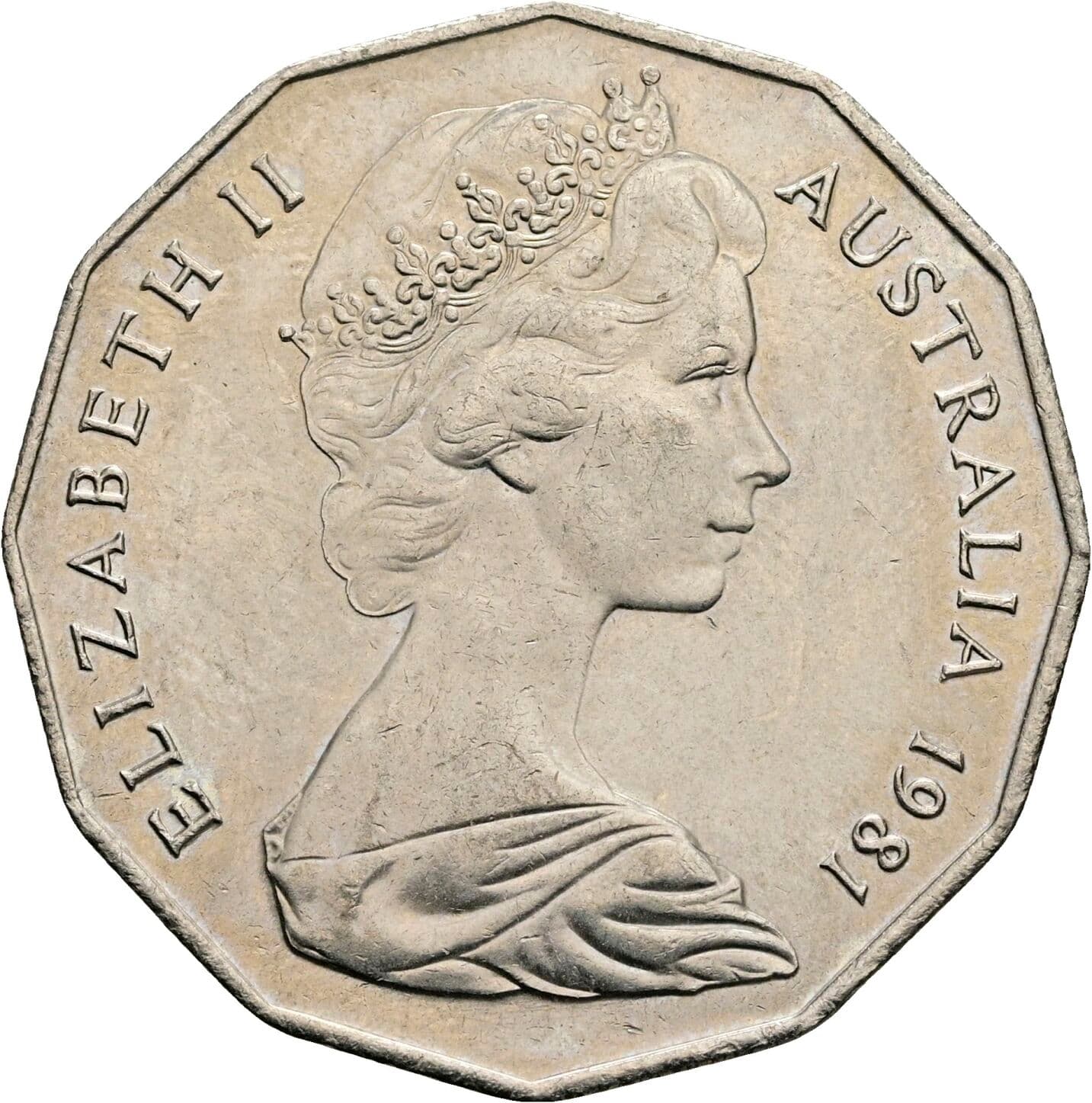 50 Cents Elisabeth II. 1952-2022 1981 – Rückseite