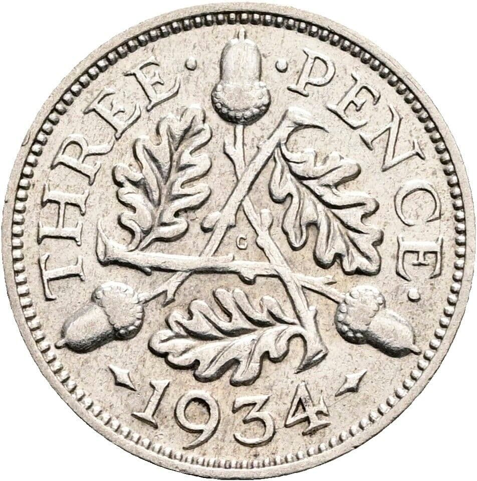 3 Pence George V. (1910-1936) 1934 – Rückseite