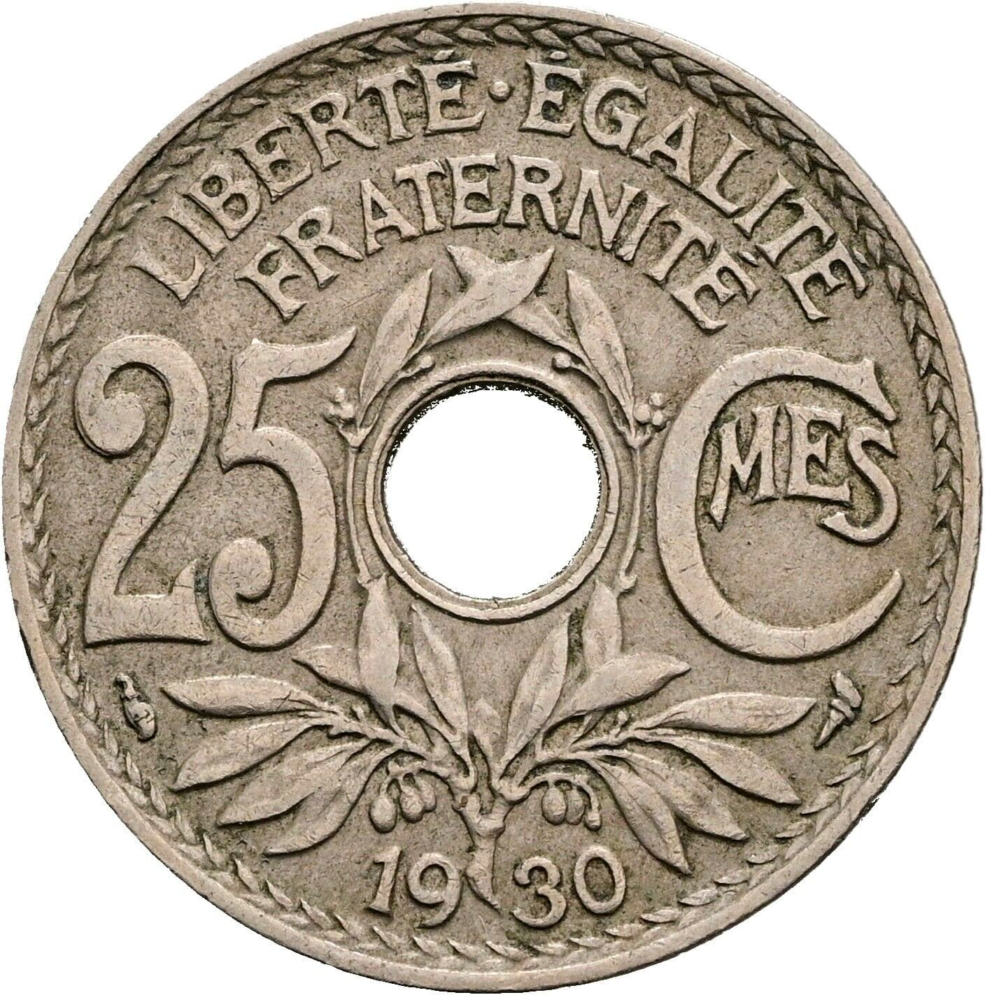 25 Centimes 1930 – Vorderseite