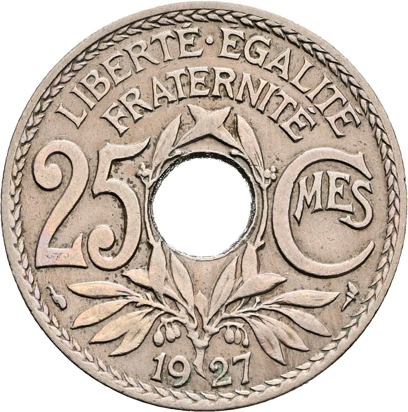 25 Centimes 1927 – Vorderseite