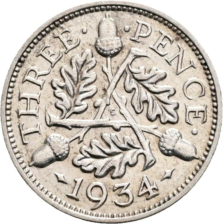 3 Pence Georg V. (1910-1936) 1934 – Rückseite