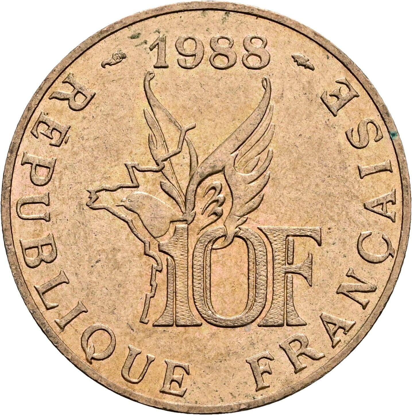 10 Francs 1988 – Rückseite