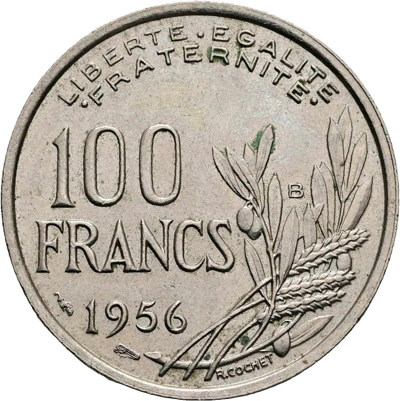 100 Francs 1956 B – Rückseite
