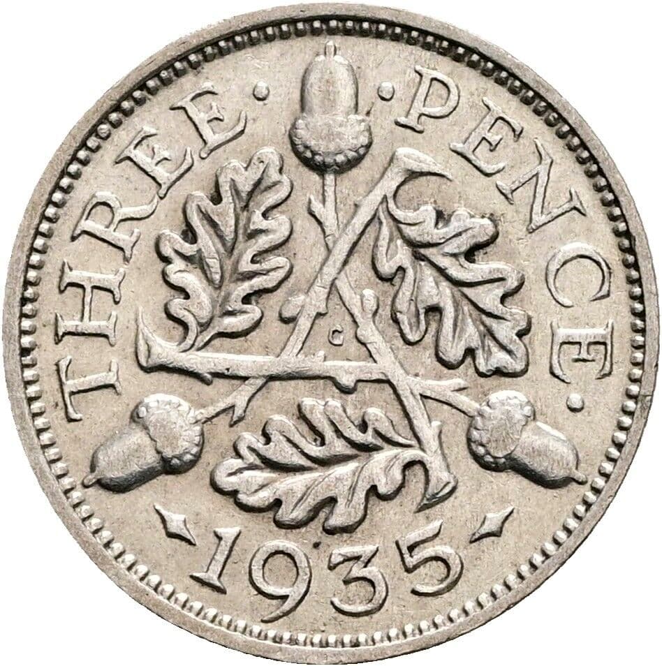 3 Pence Georg V. (1910-1936) 1935 – Rückseite