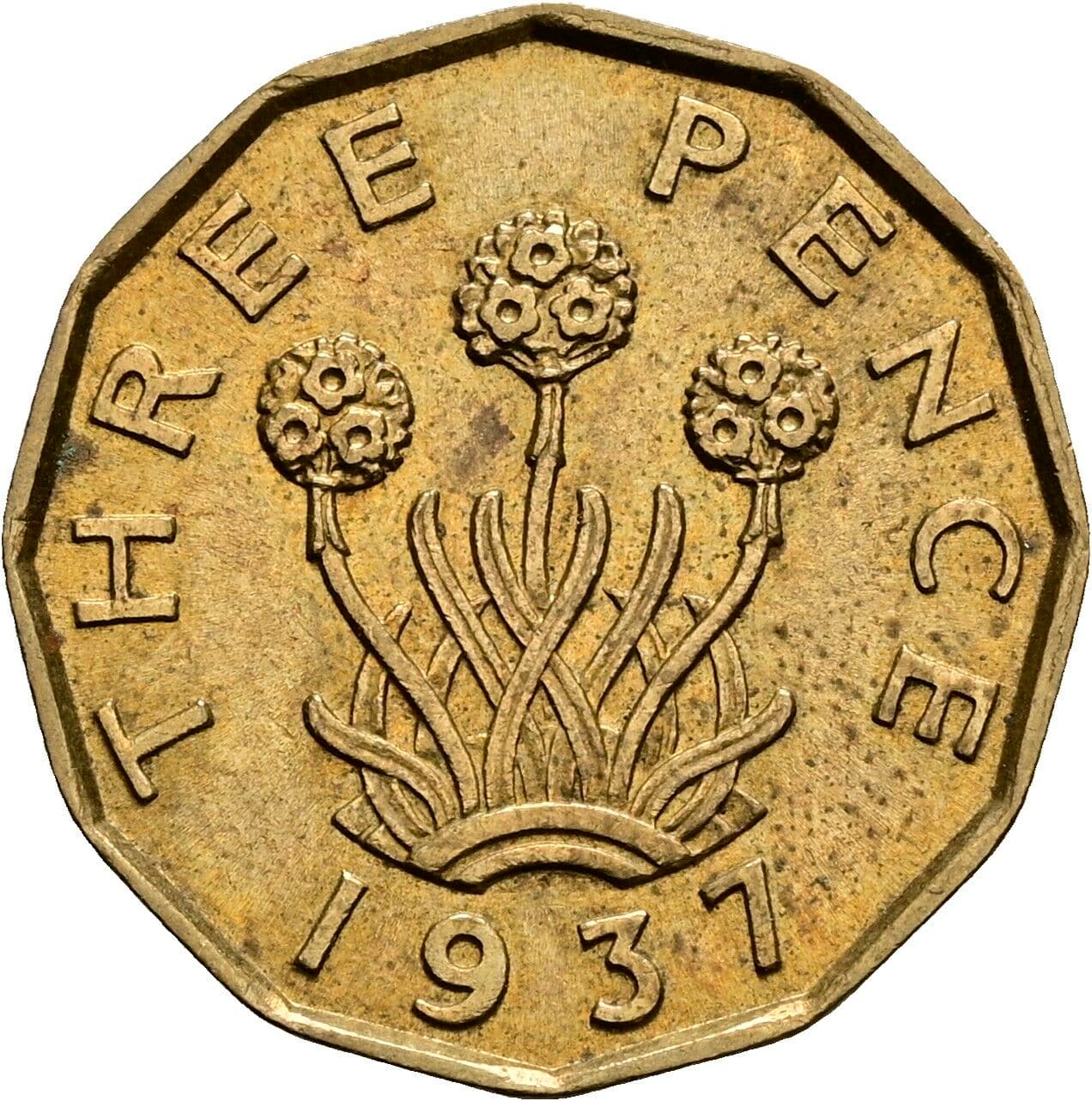 3 Pence Georg VI. (1936-1952) 1937 – Rückseite