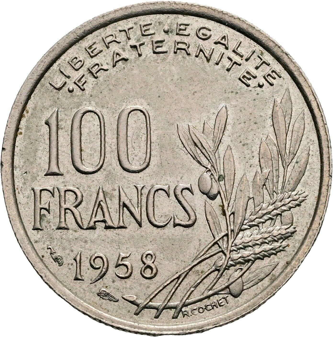 100 Francs 1958 – Vorderseite