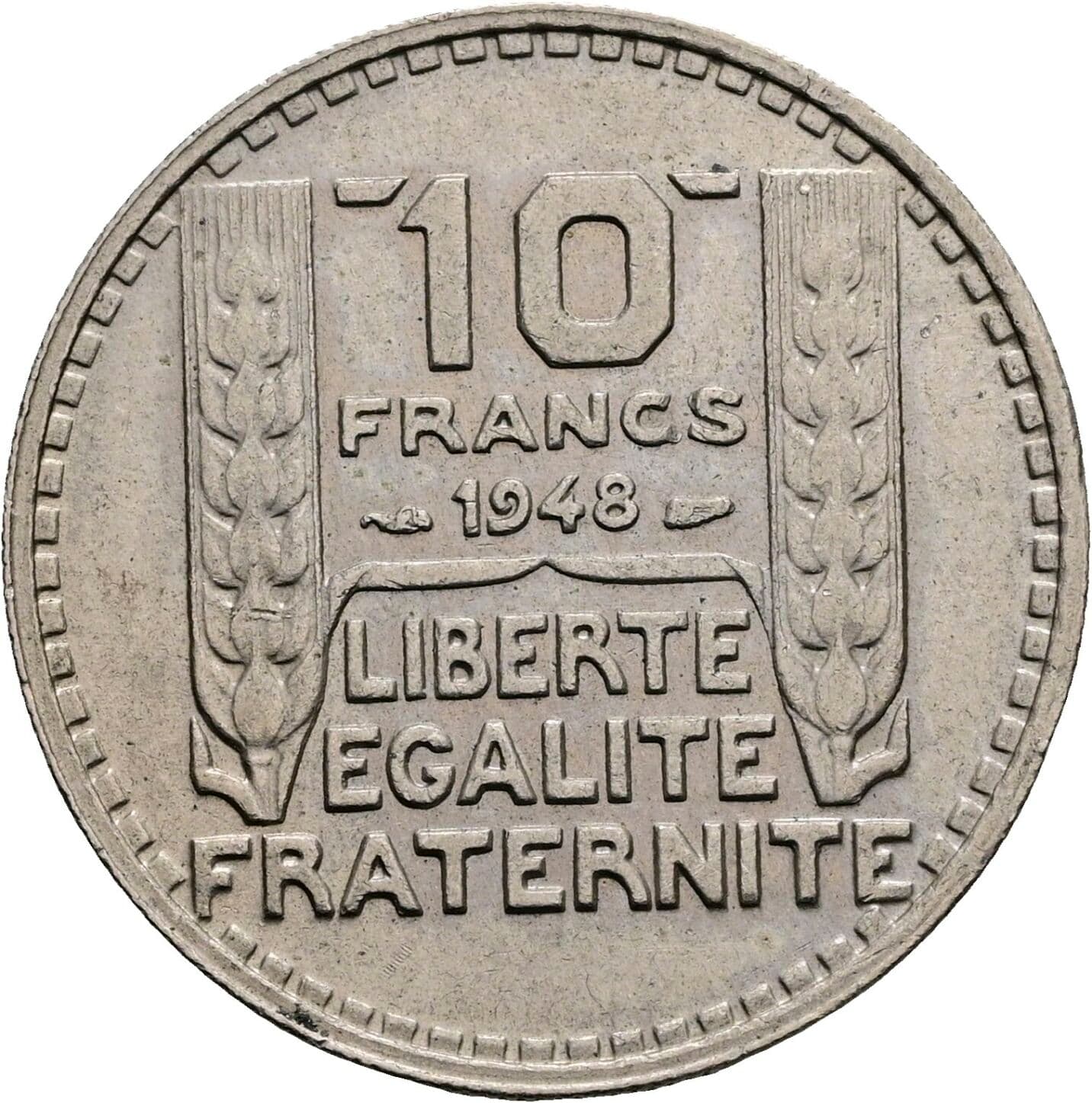 10 Francs 1948 – Rückseite