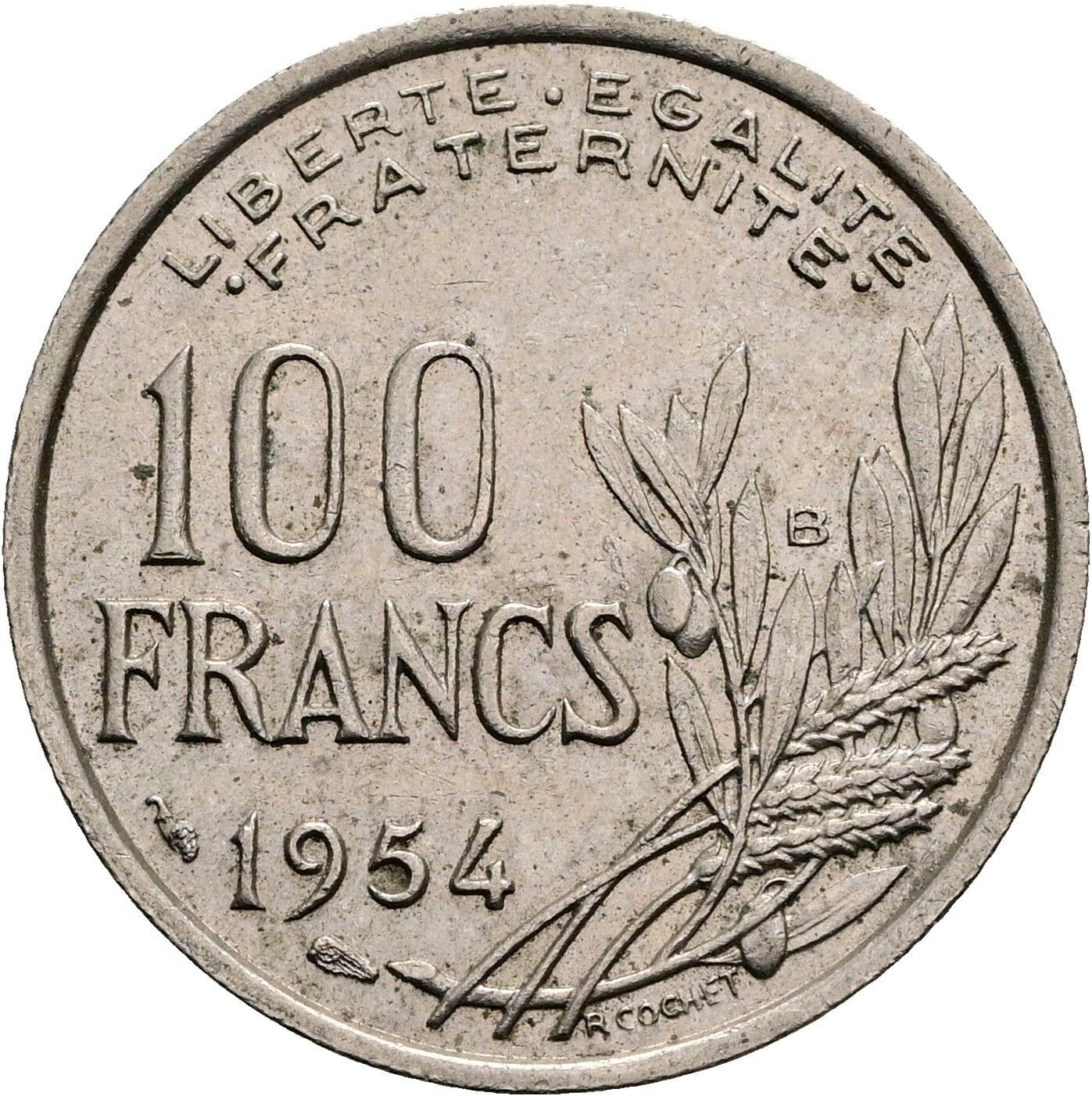 100 Francs 1954 – Rückseite