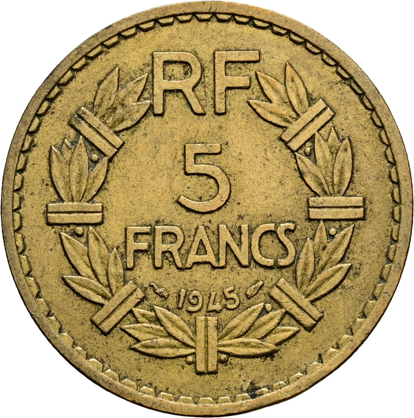 5 Francs 1945 – Rückseite